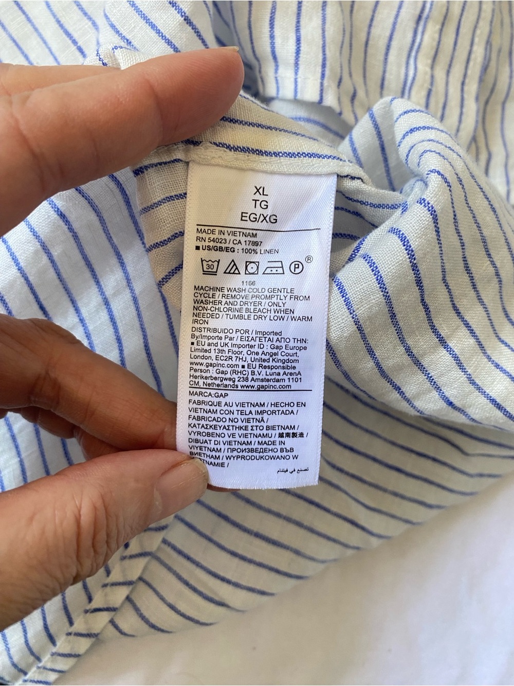 GAP Men's 100% Linen Striped Button-Up Shirt Size XL NWT - Picture 11 of 12